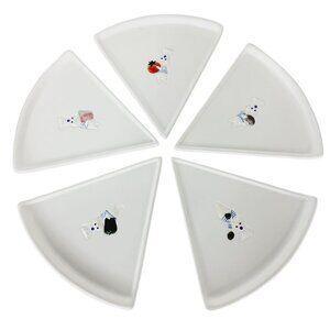 Pillsbury Doughboy Pizza Slice Ceramic Porcelain Plate Set of Five Plates